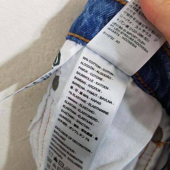 Levi's 501 Button Fly Distressed Jean Shorts Blue‎ Size 27 - Picture 6 of 6